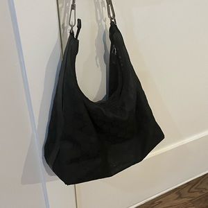 Black Gucci canvas shoulder bag with leather handle